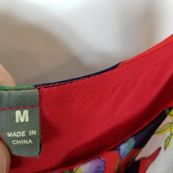 Anthropologie One September Women Red Floral Maxi Summer Dress Belted  M - Picture 5 of 6